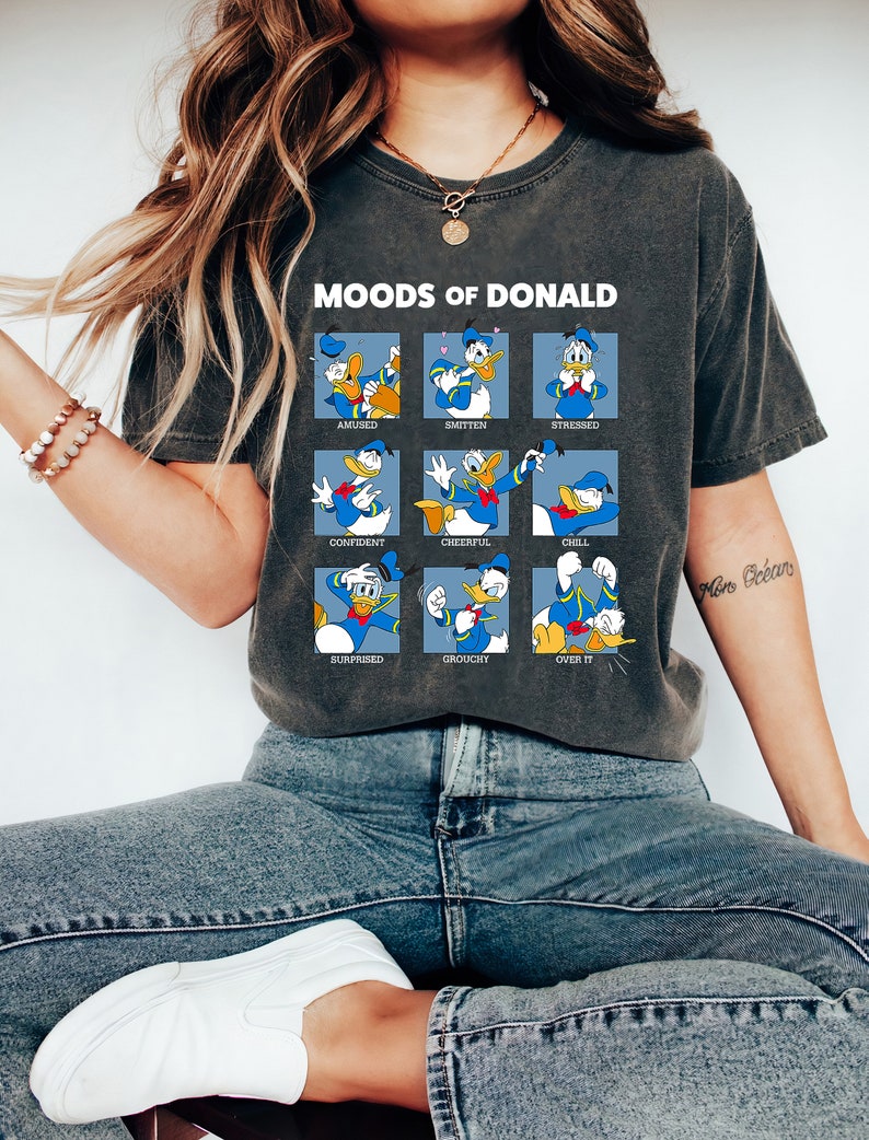 Disney Donald Duck Funny Moods of Donald T-Shirt, Magic Kingdom, Disneyland Family Trip Vacation Gift Unisex Adult T-shirt Kid Shirt
