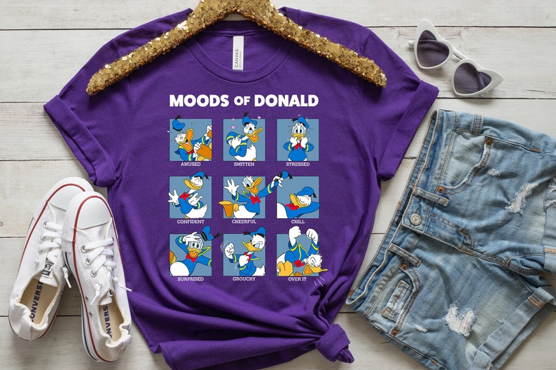 Disney Donald Duck Funny Moods of Donald T-Shirt, Magic Kingdom, Disneyland Family Trip Vacation Gift Unisex Adult T-shirt Kid Shirt