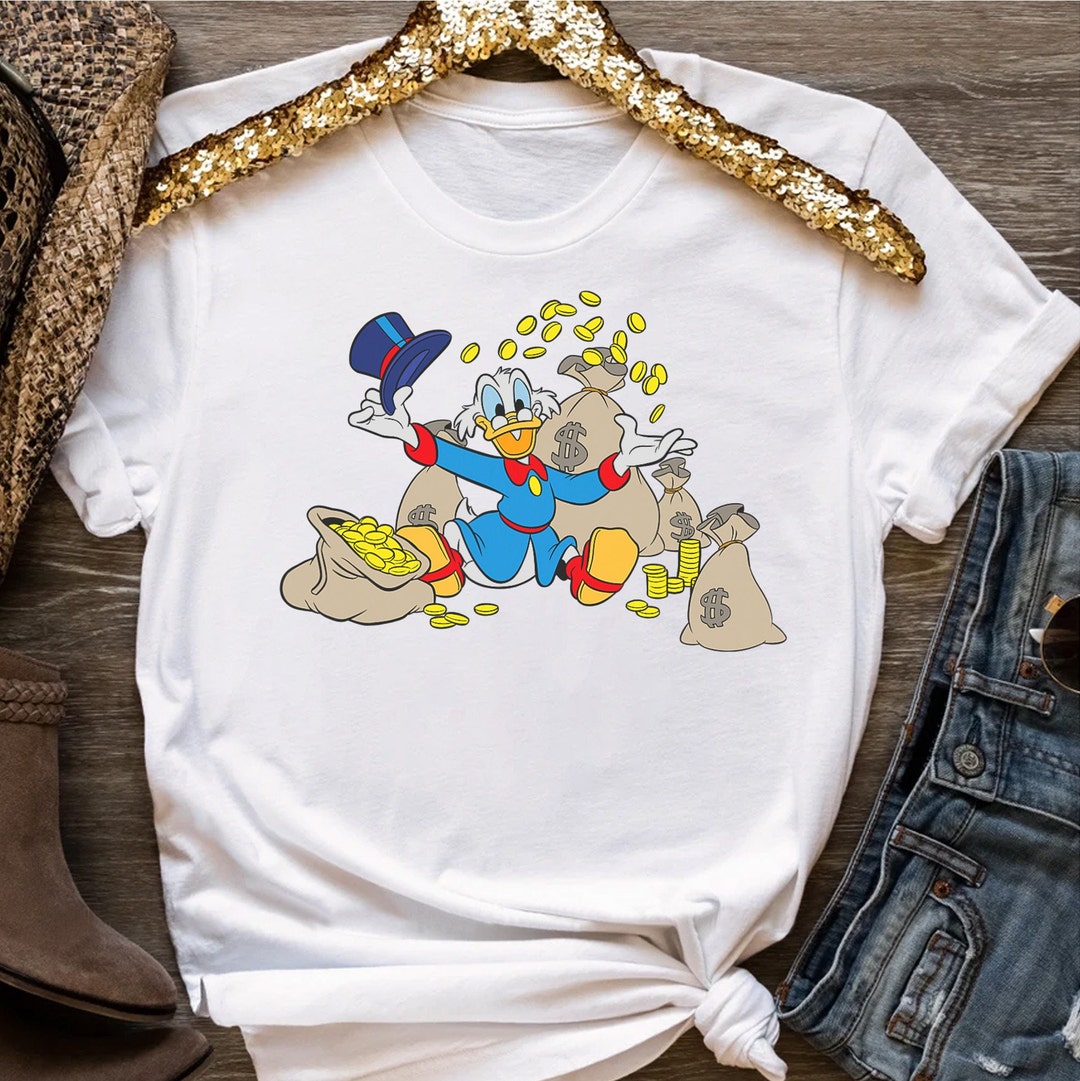 Disney Ducktales Scrooge McDuck Coins T-Shirt Unisex Adult T-shirt Kid shirt Gift for Birthday Hoodie Sweatshirt Toddler Tee