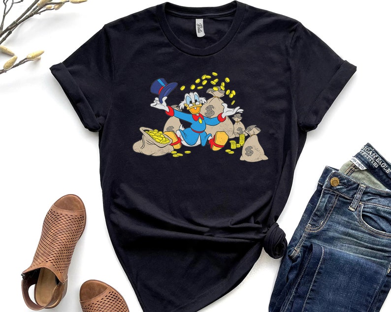 Disney Ducktales Scrooge McDuck Coins T-Shirt Unisex Adult T-shirt Kid shirt Gift for Birthday Hoodie Sweatshirt Toddler Tee
