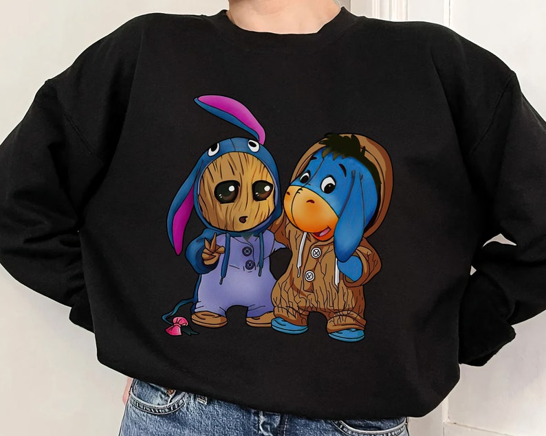 Disney Eeyore And Baby Groot Cute Friends Shirt, Eeyore Unisex T-Shirt, Eeyore Hoodie Sweatshirt, Eeyore Kid Shirt, Disneyland Family Gift