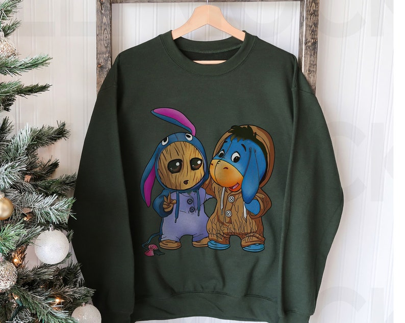 Disney Eeyore And Baby Groot Cute Friends Shirt, Eeyore Unisex T-Shirt, Eeyore Hoodie Sweatshirt, Eeyore Kid Shirt, Disneyland Family Gift