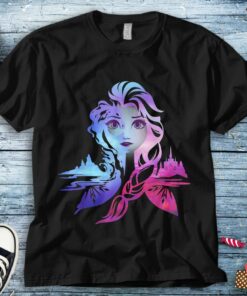 Disney Elsa Frozen 2 Two Tone Gradient Portrait Graphic Unisex Tee Adult T-shirt Kid Shirt Long Sleeve Hoodie Sweatshirt Woman's Tank