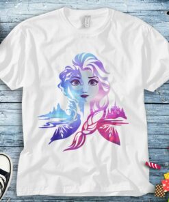 Disney Elsa Frozen 2 Two Tone Gradient Portrait Graphic Unisex Tee Adult T-shirt Kid Shirt Long Sleeve Hoodie Sweatshirt Woman's Tank