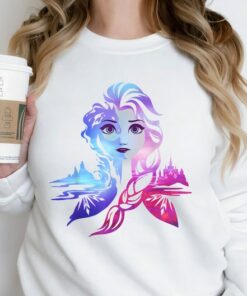 Disney Elsa Frozen 2 Two Tone Gradient Portrait Graphic Unisex Tee Adult T-shirt Kid Shirt Long Sleeve Hoodie Sweatshirt Woman's Tank