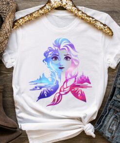 Disney Frozen 2 Elsa Two Tone Gradient Portrait T-Shirt, Disney Trip Tee, Disneyland Holiday Vacation Gift Unisex Adult T-shirt Kid Shirt