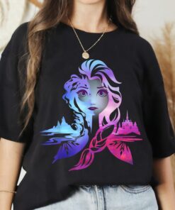 Disney Frozen 2 Elsa Two Tone Gradient Portrait T-Shirt, Disney Trip Tee, Disneyland Holiday Vacation Gift Unisex Adult T-shirt Kid Shirt