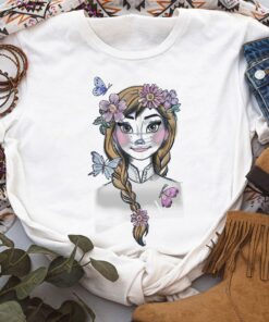 Disney Frozen Anna Illustrated Boho Flowers Graphic Shirt, Disneyland Holiday Trip Unisex T-shirt Family Birthday Gift Adult Kid Toddler Tee