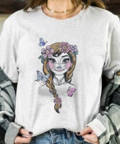 Disney Frozen Anna Illustrated Boho Flowers Graphic Shirt, Disneyland Holiday Trip Unisex T-shirt Family Birthday Gift Adult Kid Toddler Tee