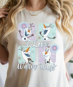 Disney Frozen Olaf Love Warm Hugs Colorful Graphic T-Shirt Disneyland Vacation Matching Shirt Unisex Adult T-shirt Kid Shirt Sweatshirt