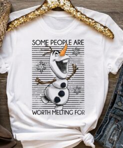 Disney Frozen Olaf Some People Are Worth Melting For T-Shirt, Disneyland Vacation, Unisex T-shirt Family Birthday Gift Adult Kid Toddler Tee