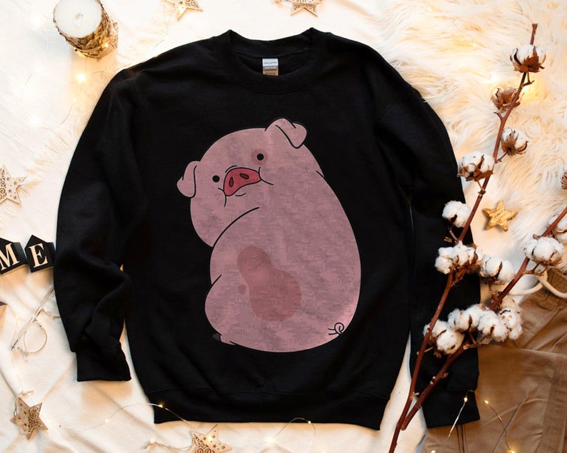 Disney Gravity Falls Waddles the Pig T-Shirt Unisex Adult T-shirt Kid Shirt Long Sleeve Hoodie Sweatshirt Women's Tank