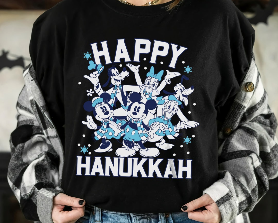 Disney Happy Hanukkah from Mickey Mouse and Friends Shirt, Magic Kingdom Holiday Unisex T-shirt Family Birthday Gift Adult Kid Toddler Tee