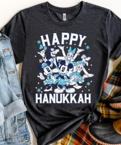 Disney Happy Hanukkah from Mickey Mouse and Friends Shirt, Magic Kingdom Holiday Unisex T-shirt Family Birthday Gift Adult Kid Toddler Tee