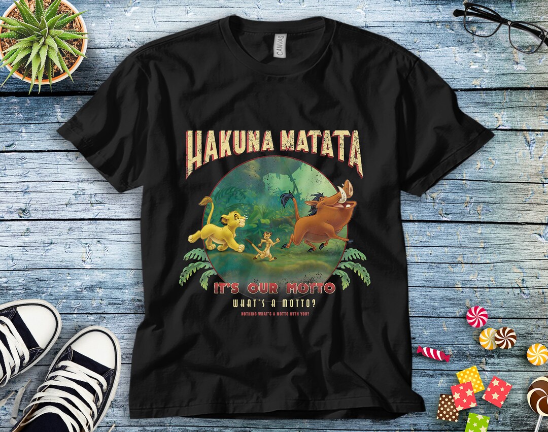 Disney Lion King Hakuna Matata Motto Simba Timon Pumbaa Unisex Tee Adult T-shirt Kid Shirt Long Sleeve Hoodie Sweatshirt Women's Tank