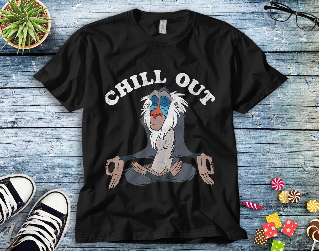 Disney Lion King Rafiki Chill Out Meditation Graphic Unisex Tee Adult T-shirt Kid Shirt Long Sleeve Hoodie Sweatshirt Women's Tank