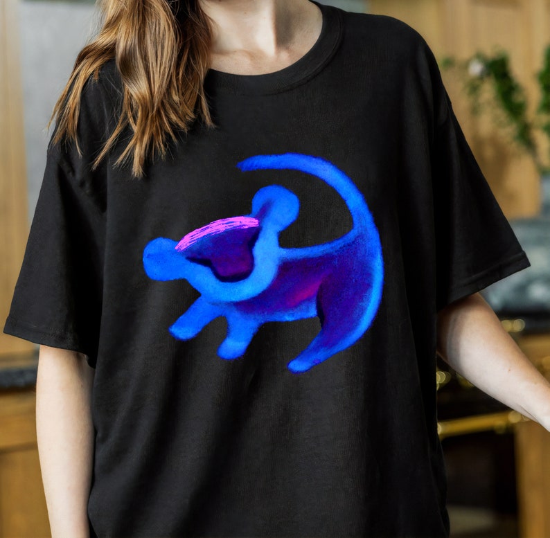 Disney Lion King Simba Cave Painting Blue Hue T-Shirt, Magic Kingdom, Disneyland Family Trip Vacation Gift Unisex Adult T-shirt Kid Shirt
