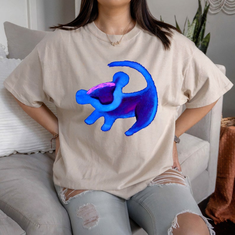 Disney Lion King Simba Cave Painting Blue Hue T-Shirt, Magic Kingdom, Disneyland Family Trip Vacation Gift Unisex Adult T-shirt Kid Shirt