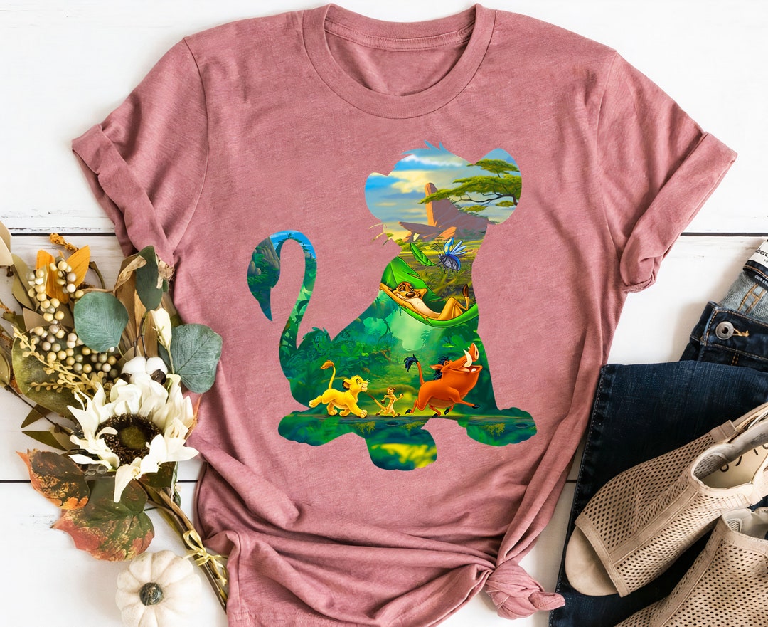 Disney Lion King Simba Silhouette Graphic T-Shirt, Disney Simba Portrait Tee, Disneyland Holiday Vacation Gift Unisex Adult T-shirt Kid Shirt