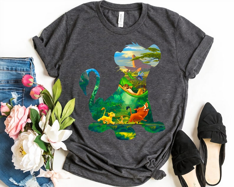 Disney Lion King Simba Silhouette Graphic T-Shirt, Disney Simba Portrait Tee, Disneyland Holiday Vacation Gift Unisex Adult T-shirt Kid Shirt