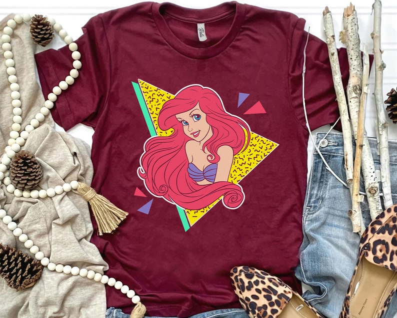 Disney Little Mermaid Ariel Retro 80's Style Graphic Shirt, Magic Kingdom Holiday Unisex T-shirt Family Birthday Gift Adult Kid Toddler Tee