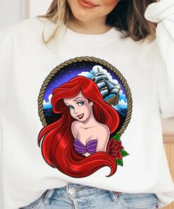 Disney Little Mermaid Ariel Sailor Tattoo Graphic Shirt, Disneyland Vacation Trip, Unisex T-shirt Family Birthday Gift Adult Kid Toddler Tee