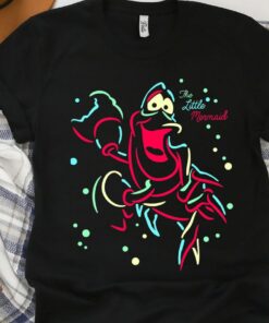 Disney Little Mermaid Neon Sebastian Graphic T-shirt Unisex Adult T-shirt Kid shirt Gift for Birthday Hoodie Sweatshirt Toddler Tee