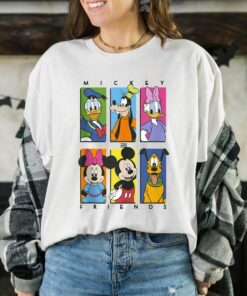 Disney Mickey And Friends Group Shot Panels Shirt, Mickey Minnie Goofy Donald Daisy Disneyland Family Vacation Gift Unisex T-shirt Kid Shirt