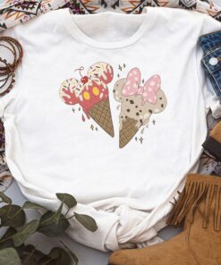 Disney Mickey And Friends Mickey and Minnie Ice Cream Cones T-Shirt Unisex T-shirt Kid shirt Gift for Birthday Adult Tee Disneyland Vacation