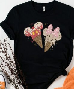 Disney Mickey And Friends Mickey and Minnie Ice Cream Cones T-Shirt Unisex T-shirt Kid shirt Gift for Birthday Adult Tee Disneyland Vacation