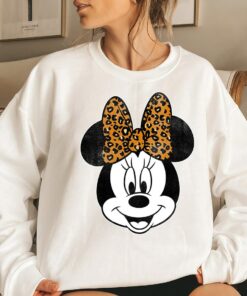 Disney Mickey And Friends Minnie Mouse Leopard Bow Portrait Shirt, Disneyland Family Trip Vacation Gift Unisex Adult T-shirt Kid Shirt