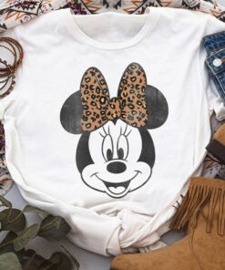 Disney Mickey And Friends Minnie Mouse Leopard Bow Portrait Shirt, Magic Kingdom Unisex T-shirt Family Birthday Gift Adult Kid Toddler Tee