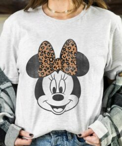 Disney Mickey And Friends Minnie Mouse Leopard Bow Portrait Shirt, Magic Kingdom Unisex T-shirt Family Birthday Gift Adult Kid Toddler Tee