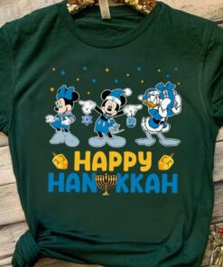 Disney Mickey Mosue and Friends Happy Hanukkah 2022 Shirt, Magic Kingdom Holiday Unisex T-shirt Family Birthday Gift Adult Kid Toddler Tee