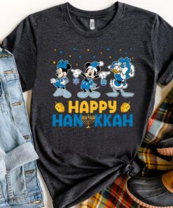 Disney Mickey Mosue and Friends Happy Hanukkah 2022 Shirt, Magic Kingdom Holiday Unisex T-shirt Family Birthday Gift Adult Kid Toddler Tee