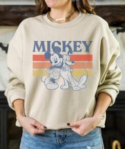 Disney Mickey Mouse and Pluto Mickey And Friends Pluto Retro Line T-Shirt Unisex Adult T-shirt Kid Shirt Long Sleeve Hoodie Women's Tank