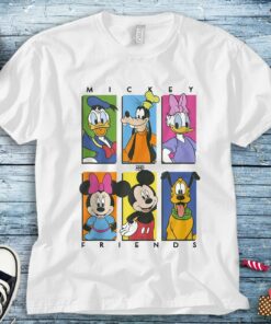Disney Mickey and Friends Donald Duck Daisy Duck Goofy The Gang Friends Group Shot Panels Unisex Tee Adult T-shirt Kid Shirt Women's Tank