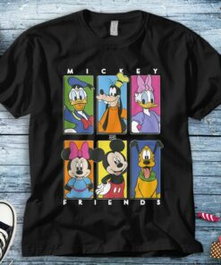 Disney Mickey and Friends Donald Duck Daisy Duck Goofy The Gang Friends Group Shot Panels Unisex Tee Adult T-shirt Kid Shirt Women's Tank