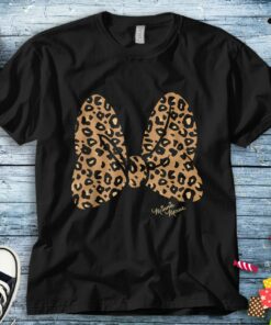Disney Minnie Mouse Leopard Print Bow Minnie Friends Unisex Tee Adult T-shirt Kid Shirt Long Sleeve Hoodie Sweatshirt Woman's Tank