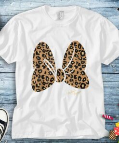 Disney Minnie Mouse Leopard Print Bow Minnie Friends Unisex Tee Adult T-shirt Kid Shirt Long Sleeve Hoodie Sweatshirt Woman's Tank