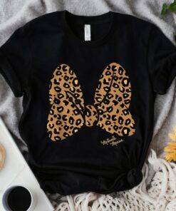 Disney Minnie Mouse Leopard Print Bow Shirt Disneyland Vacation Matching Shirt Unisex Adult T-shirt Kid Shirt Sweatshirt