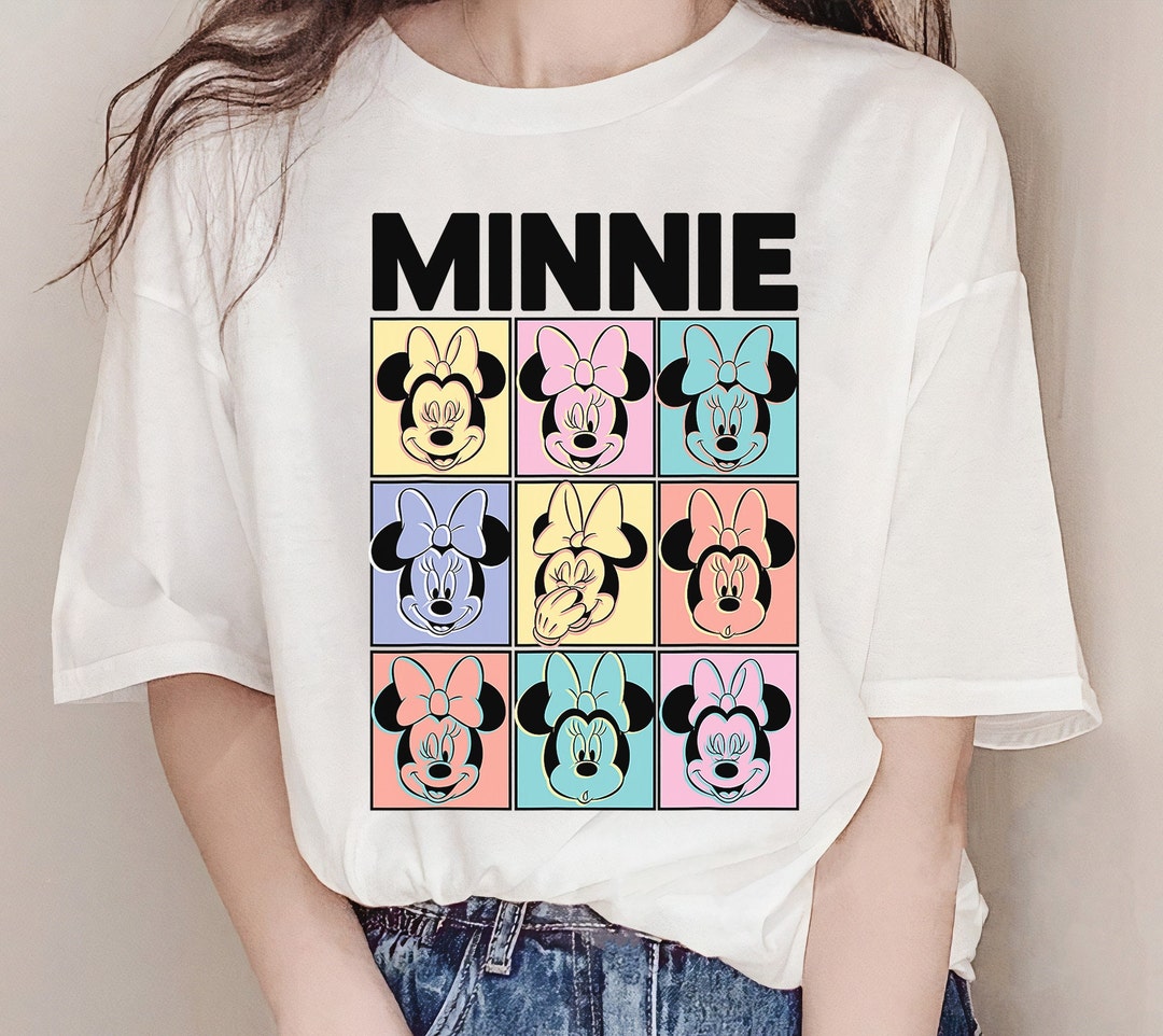 Disney Minnie Mouse Pastel Boxes T-Shirt Disneyland Vacation Holiday Trip Unisex Adult T-shirt Kid Shirt Hoodie Sweatshirt