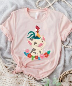 Disney Moana HeiHei Rooster Pua Flowers Graphic T-Shirt, Magic Kingdom Shirt, Disneyland Family Trip Vacation Gift Unisex T-shirt