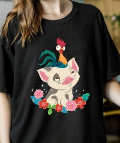 Disney Moana HeiHei Rooster Pua Flowers Graphic T-Shirt, Magic Kingdom Shirt, Disneyland Family Trip Vacation Gift Unisex T-shirt