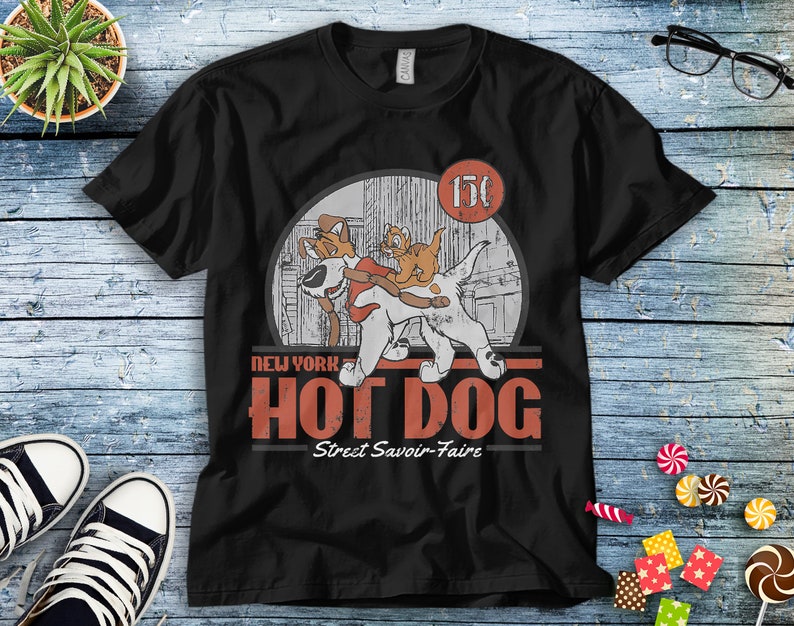 Disney Oliver & Company New York Hot Dog Poster T-Shirt Unisex T-shirt Adult T-shirt Kid Shirt Long Sleeve Hoodie Sweatshirt