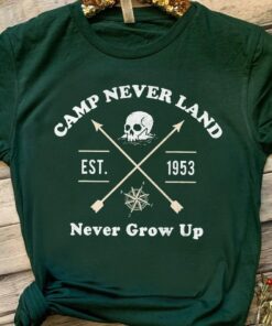 Disney Peter Pan Camp Never Land Est. 1953 Never Grow Up Shirt, Magic Kingdom Trip Unisex T-shirt Family Birthday Gift Adult Kid Toddler Tee