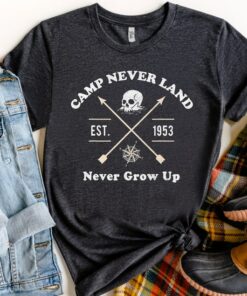 Disney Peter Pan Camp Never Land Est. 1953 Never Grow Up Shirt, Magic Kingdom Trip Unisex T-shirt Family Birthday Gift Adult Kid Toddler Tee