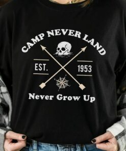 Disney Peter Pan Camp Never Land Est. 1953 Never Grow Up Shirt, Magic Kingdom Trip Unisex T-shirt Family Birthday Gift Adult Kid Toddler Tee