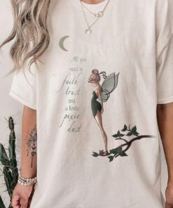 Disney Peter Pan Tinker Bell Moon Quote Art Graphic T-Shirt Disneyland Vacation Matching Shirt Unisex Adult T-shirt Kid Shirt Sweatshirt