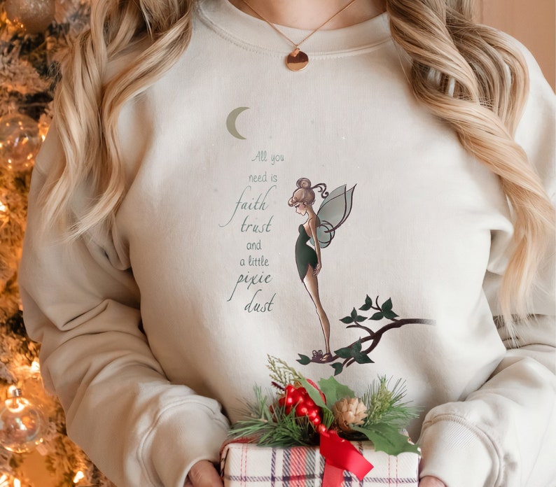 Disney Peter Pan Tinker Bell Moon Quote Art Graphic T-Shirt Disneyland Vacation Matching Shirt Unisex Adult T-shirt Kid Shirt Sweatshirt